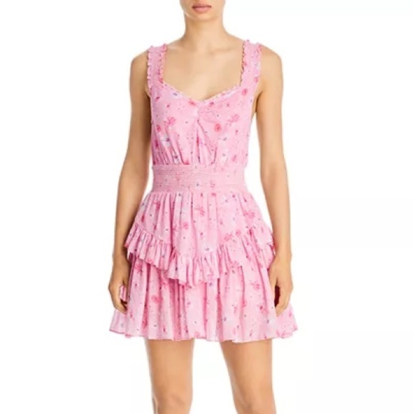 Loveshackfancy Norelli Printed Ruffled Dress pink floral 3532 - Picture 2 of 12